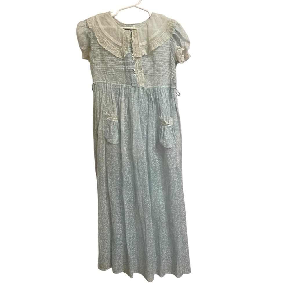 Andrew Krauskopf Vintage Flowered Voile Dress Lace Trimmed